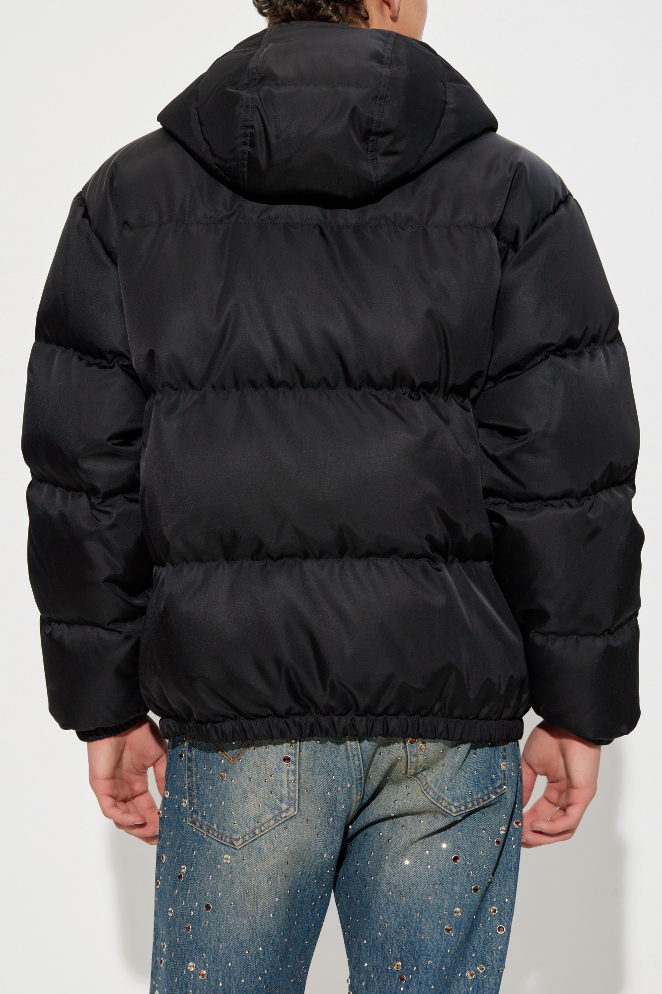 ジャケット・アウター VERSACE DOWN JACKET LOGO / BLACK 50 VERSACE - Down Jacket With Logo Versace